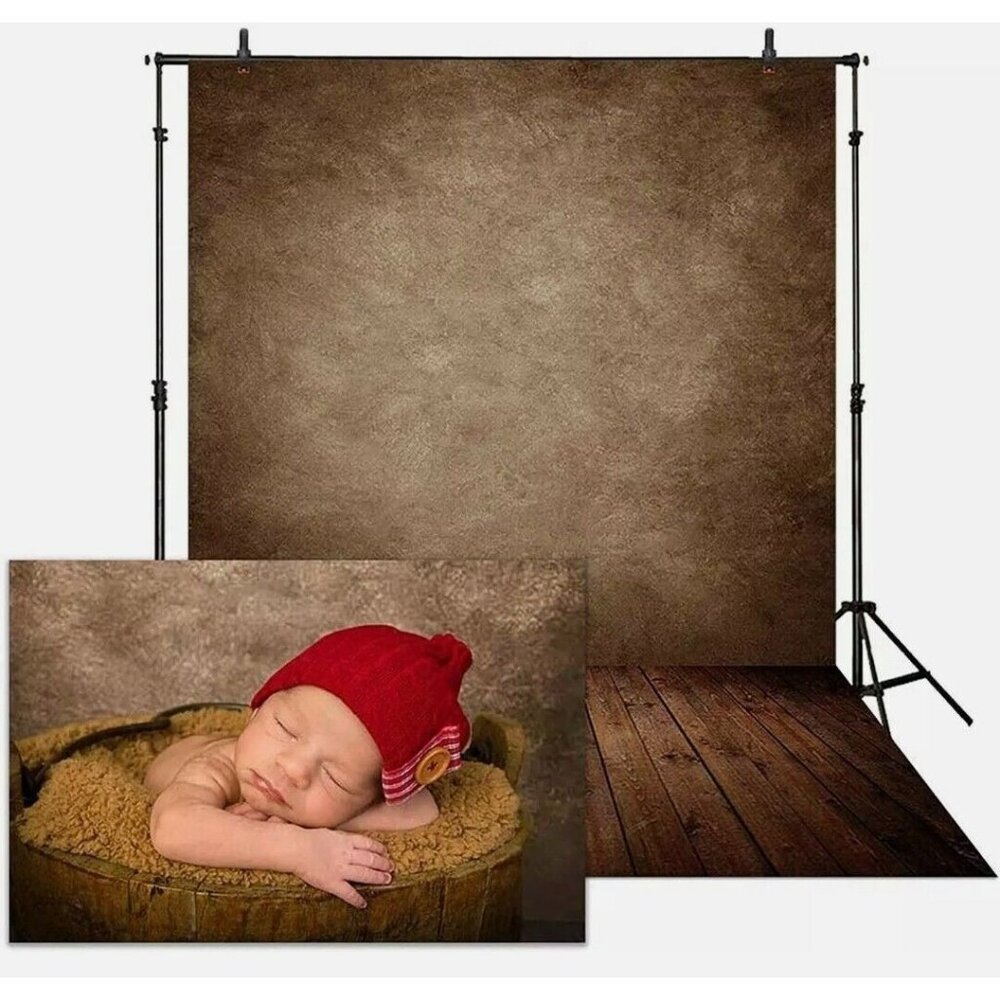 NEW Allenjoy Photography backdrop 5x7 ft. Fabric - Brown Wall w/ Wood Floor